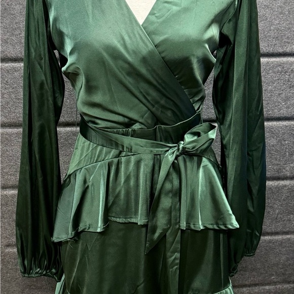 Altar'd State Green Wrap Dress with Bishop Sleeves - Picture 5 of 6